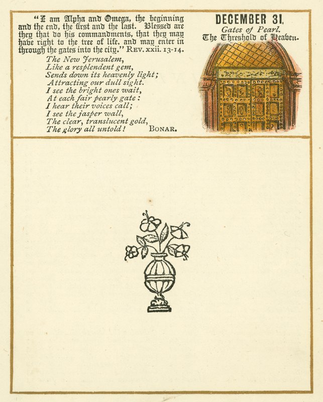Página do Livro de Aniversário do Emblema da Bíblia (litografia a cores) de William Foster