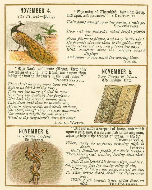 Página do Livro de Aniversário do Emblema da Bíblia (litografia a cores) de William Foster