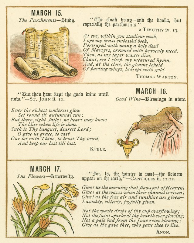 Página do Livro de Aniversário do Emblema da Bíblia (litografia a cores) de William Foster