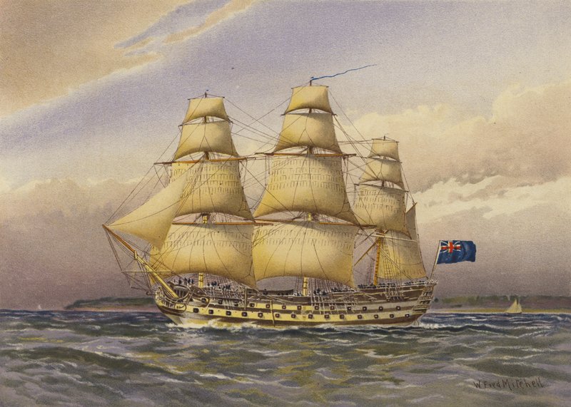 Navio de batalha, cerca de 1760 de William Frederick Mitchell