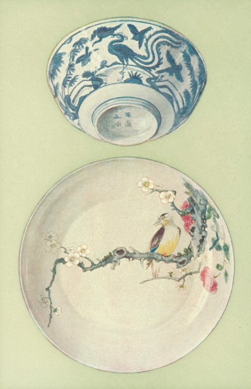 Tigela, Período do Chia Ching, e Prato, Período do Cheng Jovem, Chinês (cor litho) de William Gibb