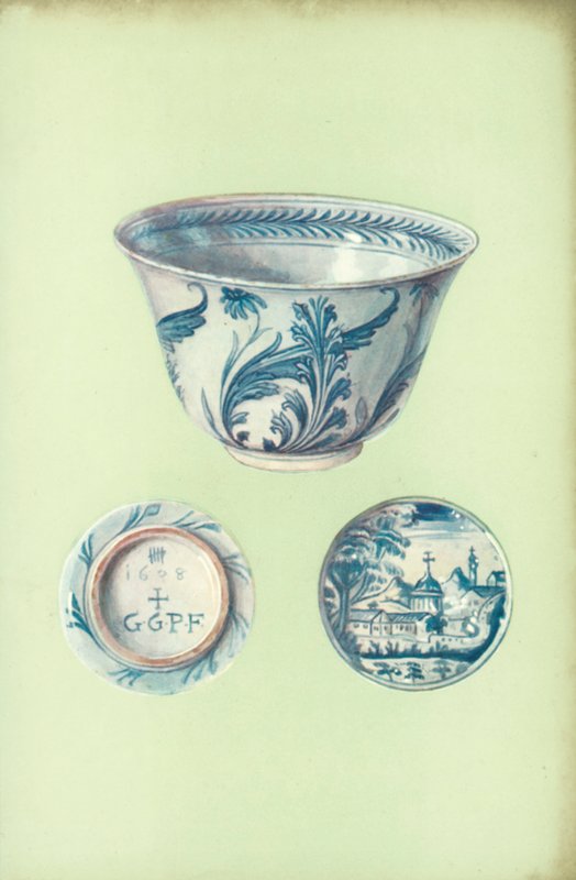 Taça, provavelmente feita em Pisa, datada de 1638 (cor litho) de William Gibb