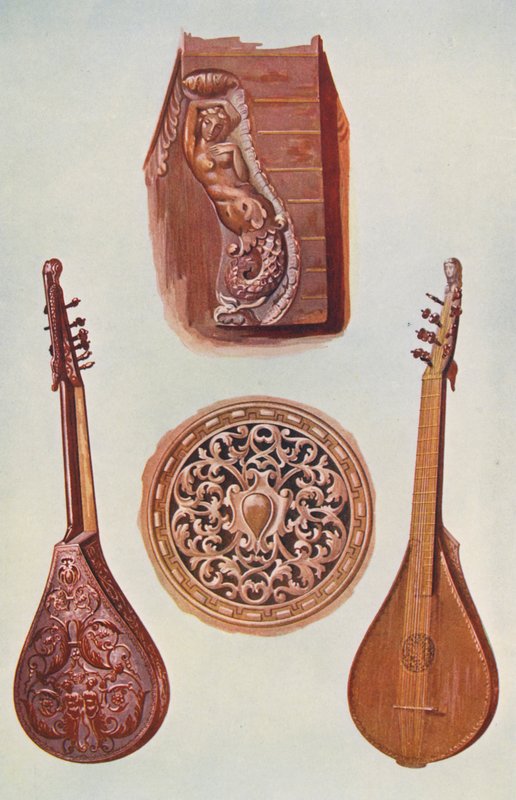 Instrumentos musicais: Cetera (litografia a cores) de William Gibb