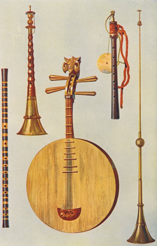 Instrumentos musicais: Ti-tzu chinês, So-na, Yueh-ch