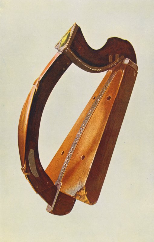 Instrumentos musicais: A harpa Lamont (litografia a cores) de William Gibb