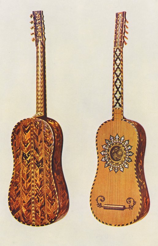 Instrumentos musicais: A guitarra Rizzio (litografia a cores) de William Gibb