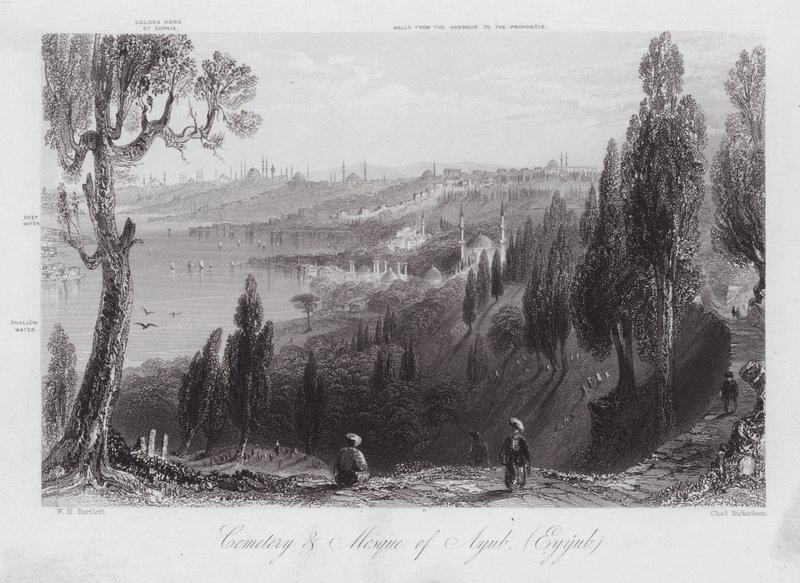 Cemitério e Mesquita de Ayub, Eyyub (gravura) de William H. Bartlett