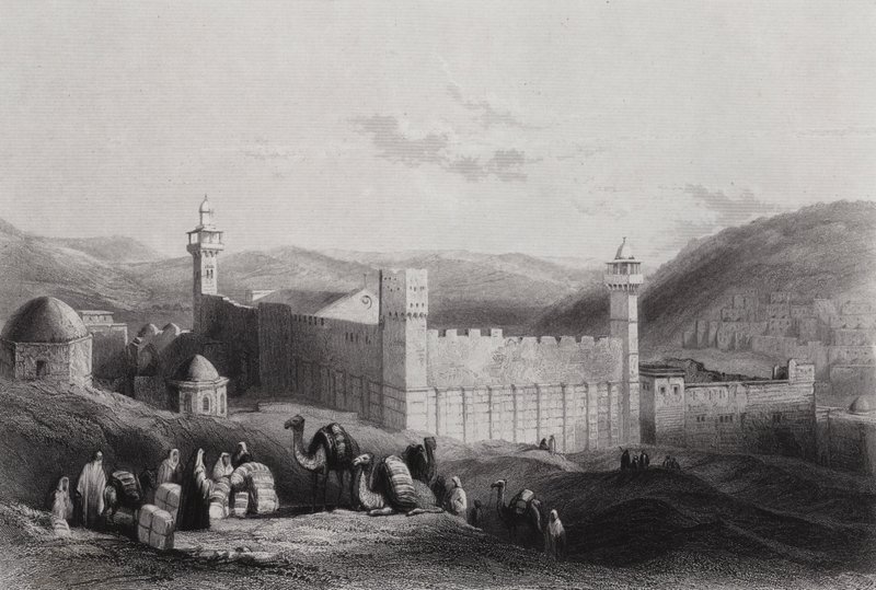 Hebron, The Haram (gravura) de William H. Bartlett