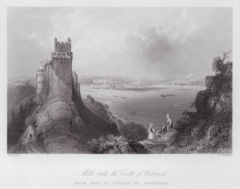 Molk, com o Castelo de Weiteneck (gravura) de William H. Bartlett