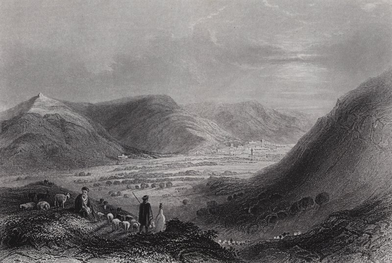 Monte Gerizim e o Vale de Nablous, do Monte Ebal (gravura) de William H. Bartlett