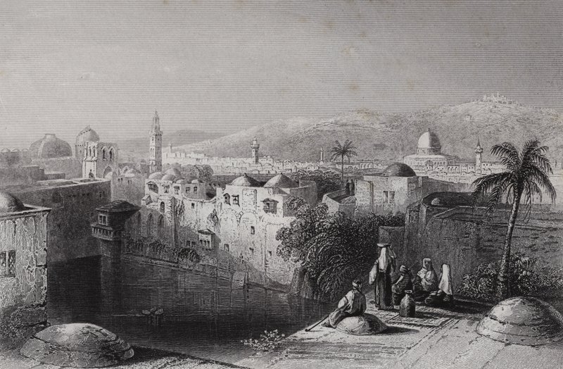 Piscina de Hezekiah, Jerusalém (gravura) de William H. Bartlett