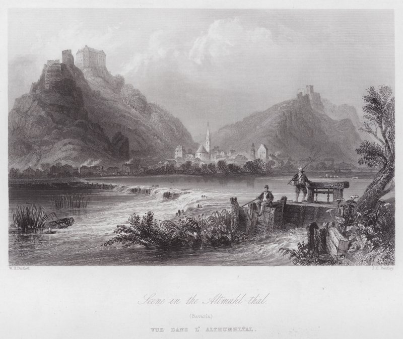Cena em Altmuhl-thal, Baviera (gravura) de William H. Bartlett