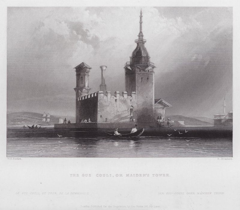 O Guz Couli, ou Torre da Donzela (gravura) de William H. Bartlett