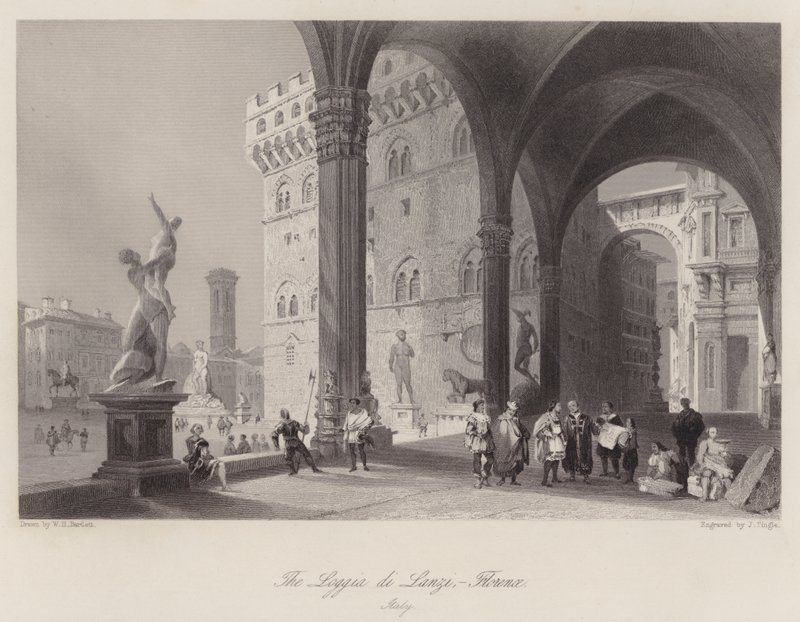 A Loggia di Lanzi, Florença, Itália (gravura) de William H. Bartlett