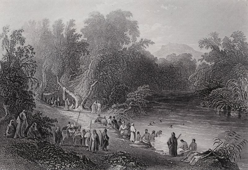 O rio Jordão, Banho Grego (gravura) de William H. Bartlett