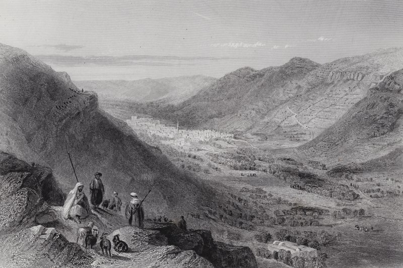 Vale do Sichem e Nablous, Shechem Antigo (gravura) de William H. Bartlett