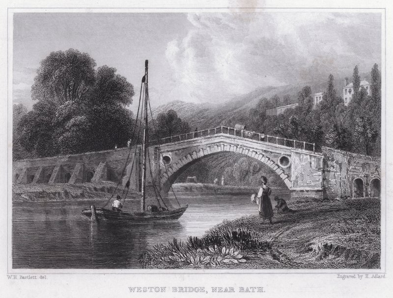 Ponte Weston, perto de Bath (gravura) de William H. Bartlett
