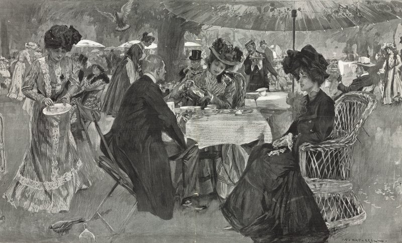 Chá da tarde em Kensington Gardens de William Hatherell