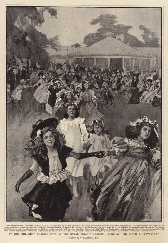 No Children&39;s Charity Fete no Royal Botanic Gardens, dançando Sir Roger de Coverley de William Hatherell