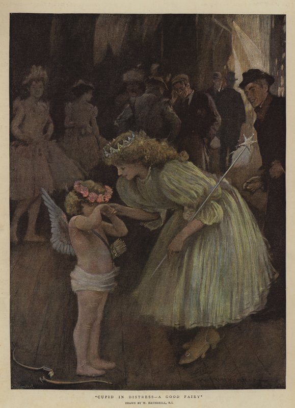 Cupido em perigo, uma boa fada (cromolitho) de William Hatherell