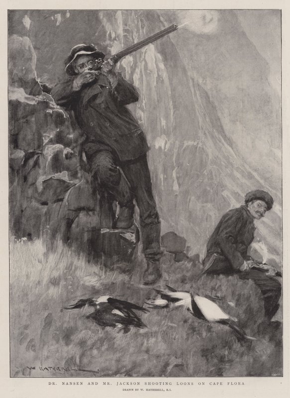 Dr Nansen e Jackson atirando em Loons Cape Flora de William Hatherell