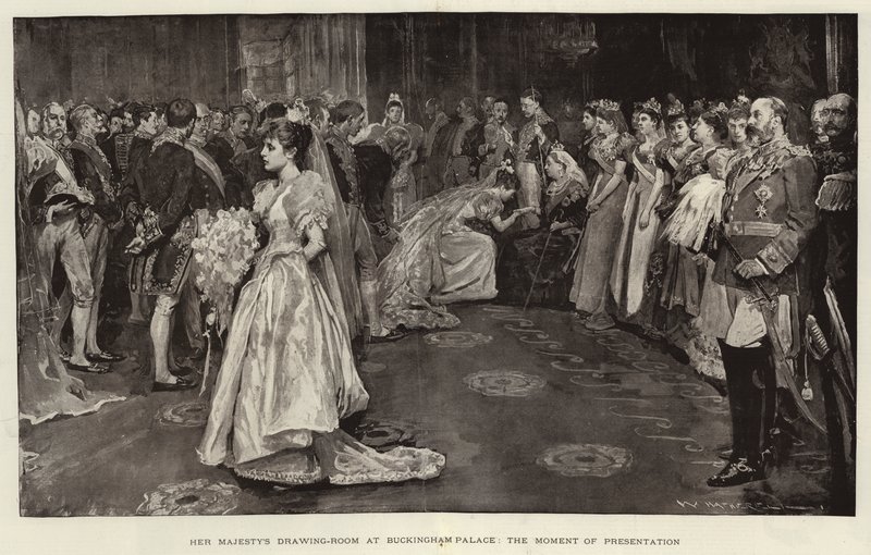 Salão de Sua Majestade no Palácio de Buckingham, o momento da apresentação de William Hatherell