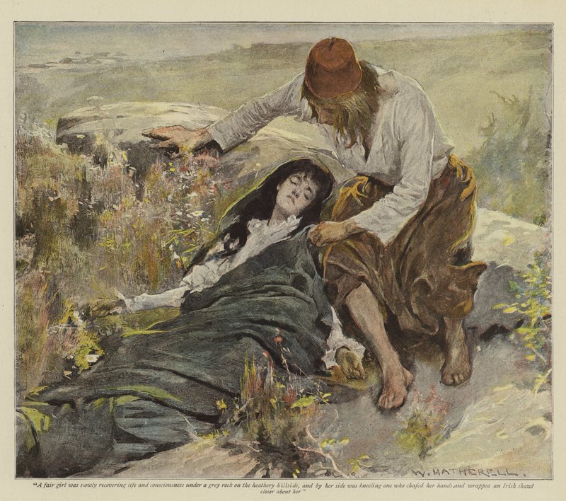 Ilustração para A Vingança de Dungarvan, de E Lester Arnold (chromolitho) de William Hatherell