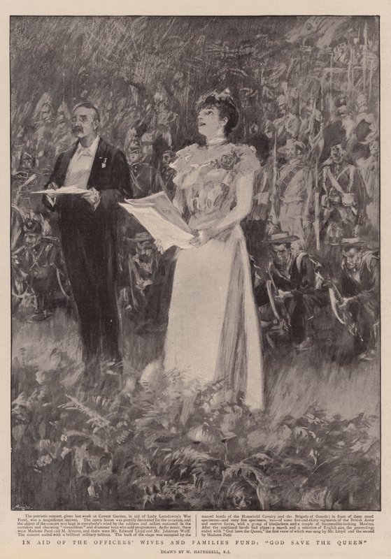 Em auxílio do Fundo de Esposas e Famílias dos Oficiais, God Save the Queen de William Hatherell