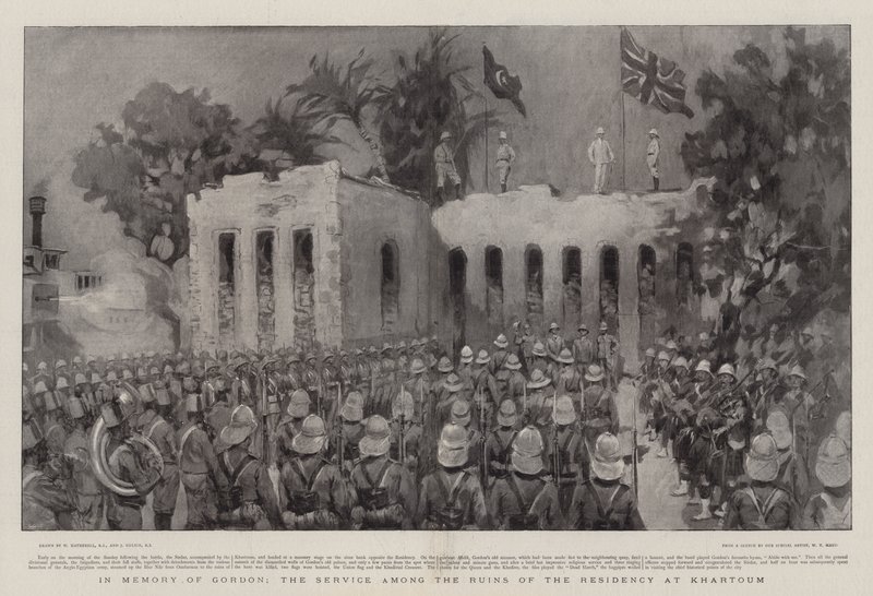 Em memória de Gordon, o serviço entre as ruínas da residência em Cartum de William Hatherell