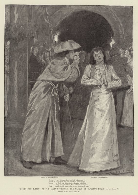 Romeu e Julieta no Teatro Lyceum, a Masque na Casa dos Capuletos, Ato I, Cena V de William Hatherell