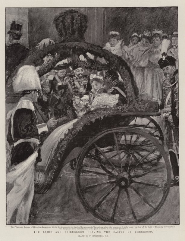 A Noiva e o Noivo saindo do Castelo de Ehrenburg de William Hatherell