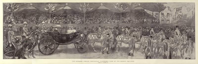 A Procissão do Jubileu de Diamante, Vista Panorâmica do Queens Equipage de William Hatherell