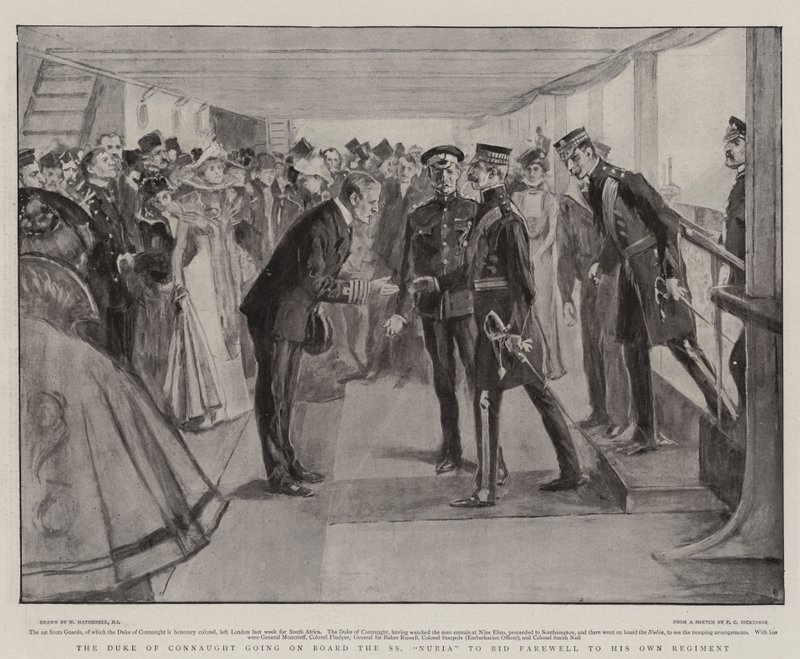 O duque de Connaught indo a bordo da SS Núbia para se despedir de seu próprio regimento de William Hatherell