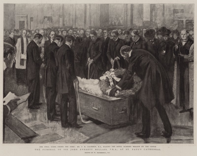 O Funeral de Sir John Everett Millais, na Catedral de São Paulo de William Hatherell