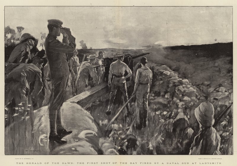 O Arauto do Amanhecer, o primeiro tiro do dia disparado por uma arma naval em Ladysmith de William Hatherell