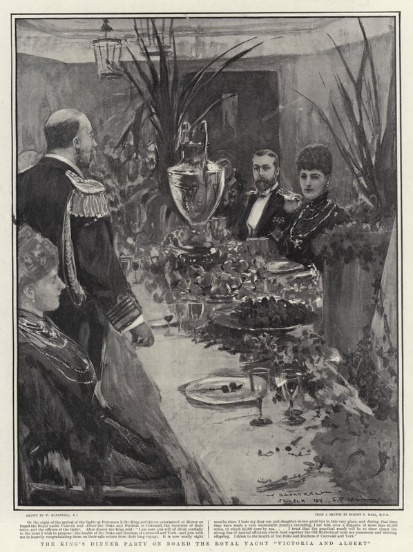 Festa do Jantar do Rei a bordo do Royal Yacht Victoria and Albert de William Hatherell