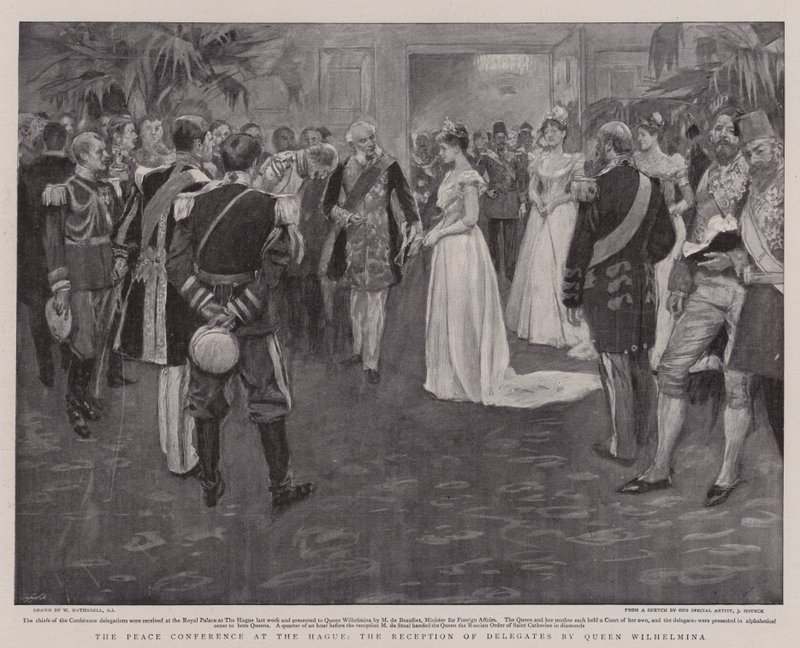 A Conferência de Paz em Haia, a recepção de delegados pela rainha Wilhelmina de William Hatherell