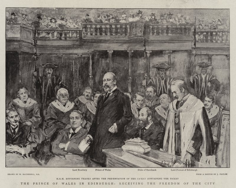 O Príncipe de Gales em Edimburgo, recebendo a Liberdade da Cidade de William Hatherell