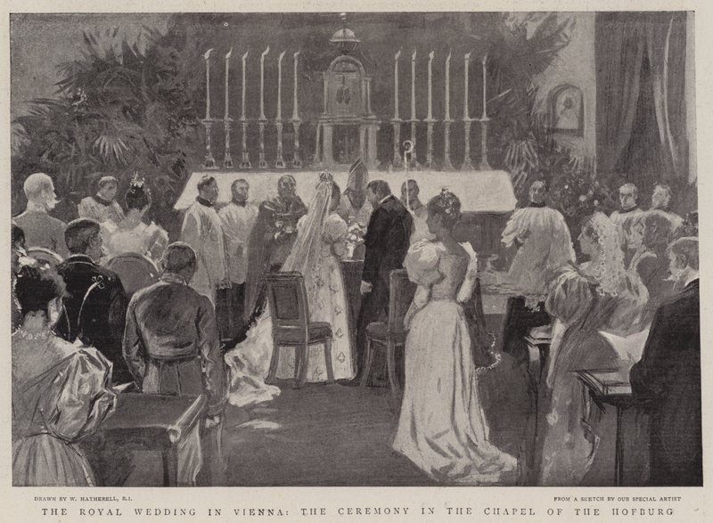 O casamento real em Viena, o cerimonial na capela do Hofburg de William Hatherell