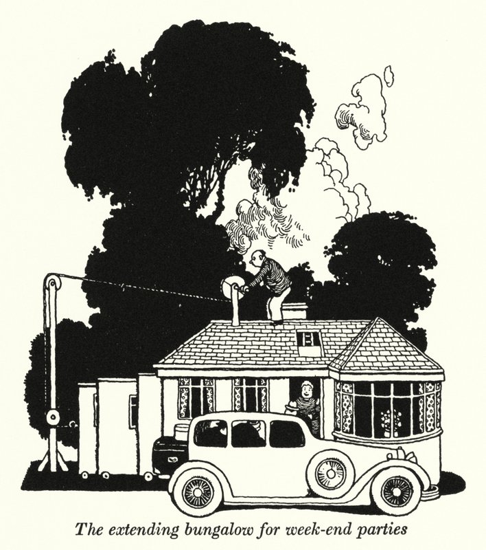 Um bangalô de extensão para festas de fim de semana (litho) de William Heath Robinson