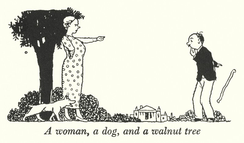 Uma mulher, um cão e uma nogueira (litho) de William Heath Robinson