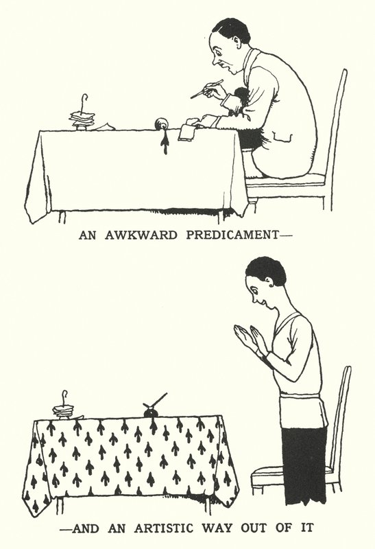 Um Predicamento Estranho, e uma Saída Artística (litho) de William Heath Robinson