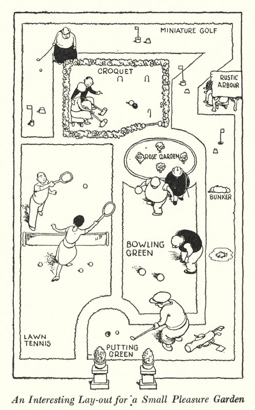 Um layout interessante para um Pequeno Jardim de Prazeres (litho) de William Heath Robinson