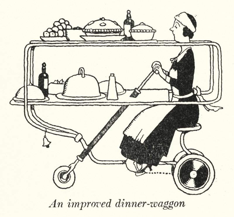 Um jantar-waggon melhorado (litho) de William Heath Robinson