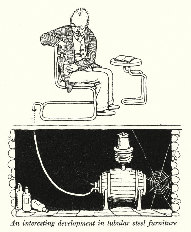 Um desenvolvimento interessante em mobiliário tubular de aço (litho) de William Heath Robinson
