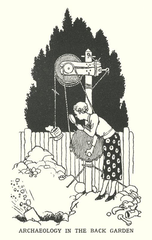 Arqueologia no Back Garden (litho) de William Heath Robinson