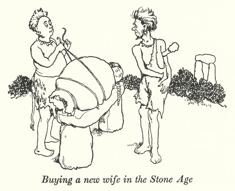 Comprar uma nova esposa na Idade da Pedra (litho) de William Heath Robinson