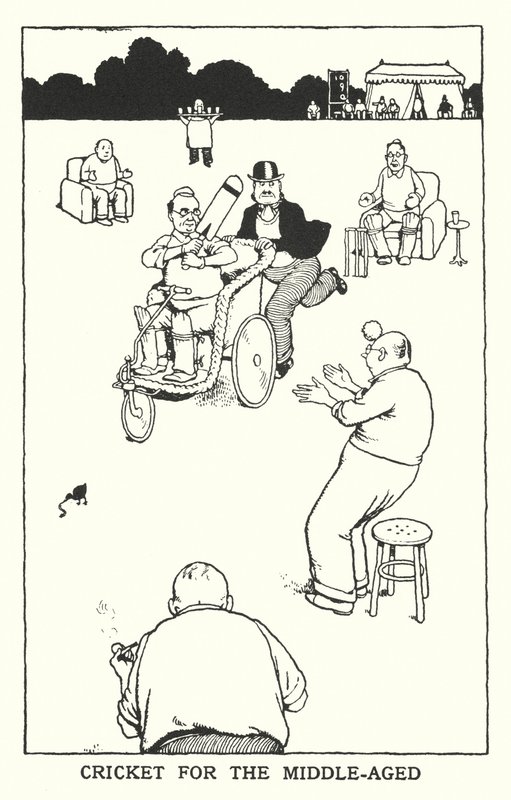 Críquete para o Idade Média (litho) de William Heath Robinson