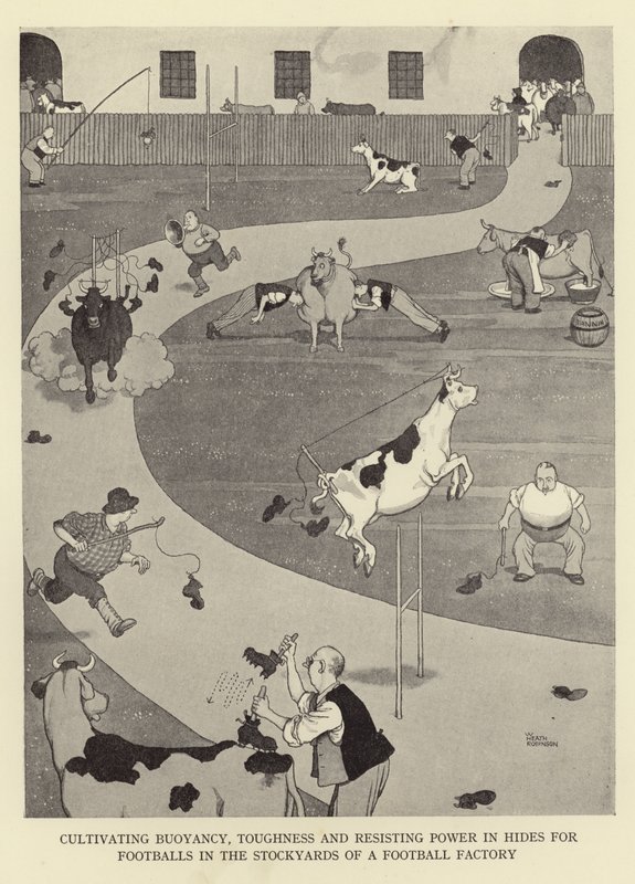 Cultivando a flutuabilidade, resistência e resistência ao poder em peles para bolas de futebol nos currais de uma fábrica de futebol de William Heath Robinson