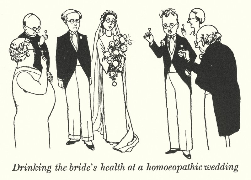 Bebendo a saúde da noiva em um casamento homeopático (litho) de William Heath Robinson